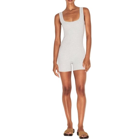 Skims Womens Large Cotton Rib Onsie Stretch Light Heather Grey NWT MSRP $78 - Picture 6 of 7